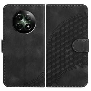 For Realme 12 5G Global YX0060 Elephant Head Embossed Phone Leather Case with Lanyard(Black)