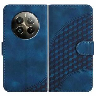 For Realme 12+ 5G Global YX0060 Elephant Head Embossed Phone Leather Case with Lanyard(Royal Blue)