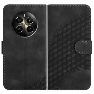 For Realme 12 Pro 5G Global/12 Pro+ 5G Global YX0060 Elephant Head Embossed Phone Leather Case with Lanyard(Black)