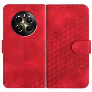For Realme 12 Pro 5G Global/12 Pro+ 5G Global YX0060 Elephant Head Embossed Phone Leather Case with Lanyard(Red)