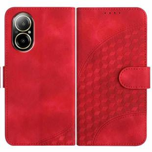 For Realme C67 4G Global YX0060 Elephant Head Embossed Phone Leather Case with Lanyard(Red)