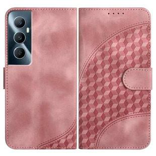 For Realme C65 4G YX0060 Elephant Head Embossed Phone Leather Case with Lanyard(Pink)