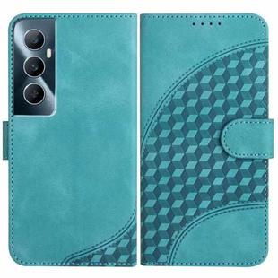 For Realme C65 4G YX0060 Elephant Head Embossed Phone Leather Case with Lanyard(Light Blue)