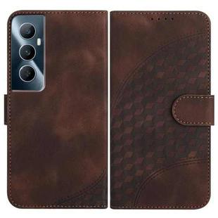 For Realme C65 4G YX0060 Elephant Head Embossed Phone Leather Case with Lanyard(Coffee)