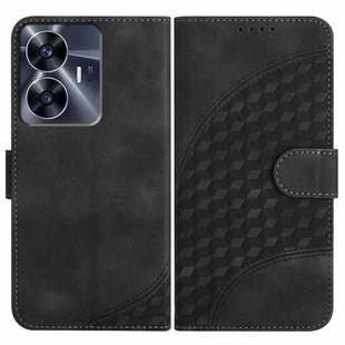 For Realme C55 4G Global/Narzo N55 YX0060 Elephant Head Embossed Phone Leather Case with Lanyard(Black)
