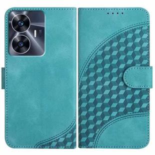 For Realme C55 4G Global/Narzo N55 YX0060 Elephant Head Embossed Phone Leather Case with Lanyard(Light Blue)