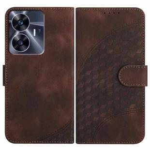 For Realme C55 4G Global/Narzo N55 YX0060 Elephant Head Embossed Phone Leather Case with Lanyard(Coffee)