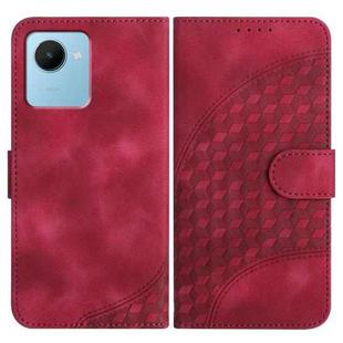 For Realme C30 4G/Narzo 50i Prime/C30s YX0060 Elephant Head Embossed Phone Leather Case with Lanyard(Rose Red)