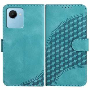 For Realme C30 4G/Narzo 50i Prime/C30s YX0060 Elephant Head Embossed Phone Leather Case with Lanyard(Light Blue)