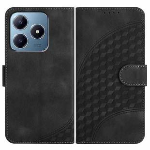 For Realme C63 / C61 Global YX0060 Elephant Head Embossed Phone Leather Case with Lanyard(Black)