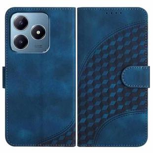 For Realme C63 / C61 Global YX0060 Elephant Head Embossed Phone Leather Case with Lanyard(Royal Blue)