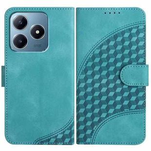 For Realme C63 / C61 Global YX0060 Elephant Head Embossed Phone Leather Case with Lanyard(Light Blue)