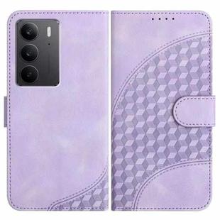 For Realme C75 Global Elephant Head Embossed Phone Leather Case with Lanyard(Light Purple)