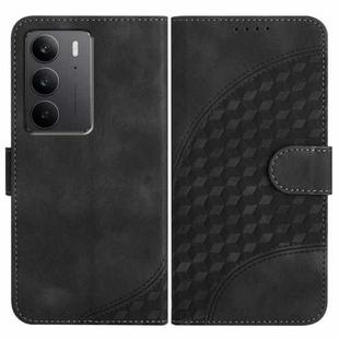 For Realme C75 Global Elephant Head Embossed Phone Leather Case with Lanyard(Black)