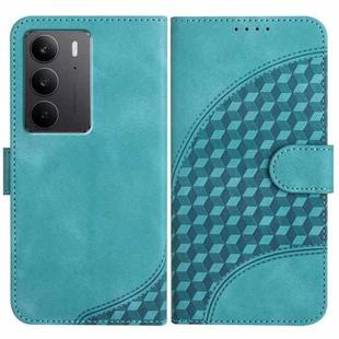 For Realme C75 Global Elephant Head Embossed Phone Leather Case with Lanyard(Light Blue)