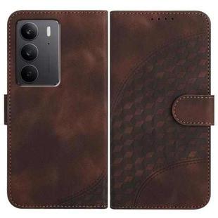 For Realme C75 Global Elephant Head Embossed Phone Leather Case with Lanyard(Coffee)