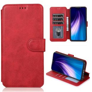 For Xiaomi Redmi Note 8 Calf Texture Magnetic Buckle Horizontal Flip Leather Case with Holder & Card Slots & Wallet & Photo Frame(Red)
