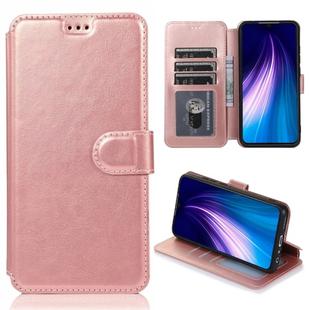 For Xiaomi Redmi Note 8 Calf Texture Magnetic Buckle Horizontal Flip Leather Case with Holder & Card Slots & Wallet & Photo Frame(Rose Gold)