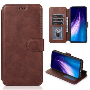 For Xiaomi Redmi Note 8 Calf Texture Magnetic Buckle Horizontal Flip Leather Case with Holder & Card Slots & Wallet & Photo Frame(Coffee)