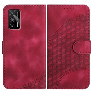For Realme GT 5G / GT Neo Elephant Head Embossed Phone Leather Case with Lanyard(Rose Red)