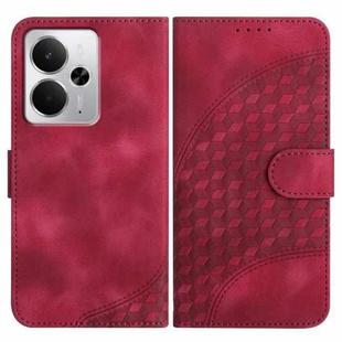 For Realme 14 / P3 5G Global Elephant Head Embossed Phone Leather Case with Lanyard(Rose Red)