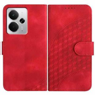 For Realme 14 / P3 5G Global Elephant Head Embossed Phone Leather Case with Lanyard(Red)