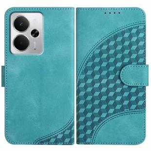 For Realme 14 / P3 5G Global Elephant Head Embossed Phone Leather Case with Lanyard(Light Blue)