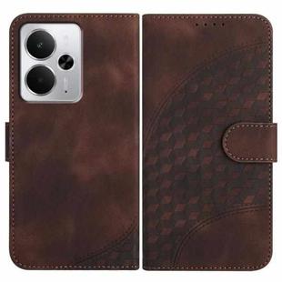 For Realme 14 / P3 5G Global Elephant Head Embossed Phone Leather Case with Lanyard(Coffee)