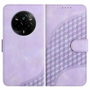 For Realme 14 Pro Elephant Head Embossed Phone Leather Case with Lanyard(Light Purple)