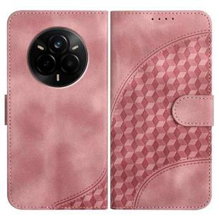For Realme 14 Pro Elephant Head Embossed Phone Leather Case with Lanyard(Pink)