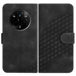 For Realme 14 Pro Elephant Head Embossed Phone Leather Case with Lanyard(Black)