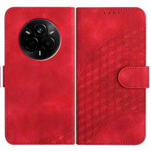 For Realme 14 Pro Elephant Head Embossed Phone Leather Case with Lanyard(Red)
