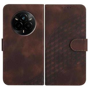 For Realme 14 Pro Elephant Head Embossed Phone Leather Case with Lanyard(Coffee)