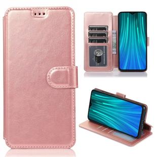 For Xiaomi Redmi Note 8 Pro Calf Texture Magnetic Buckle Horizontal Flip Leather Case with Holder & Card Slots & Wallet & Photo Frame(Rose Gold)