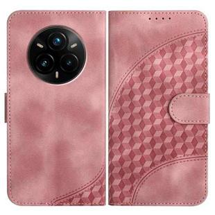 For Realme 14 Pro+ Elephant Head Embossed Phone Leather Case with Lanyard(Pink)