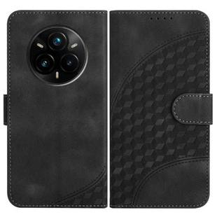 For Realme 14 Pro+ Elephant Head Embossed Phone Leather Case with Lanyard(Black)