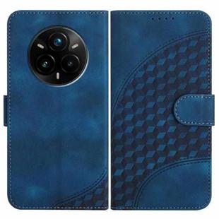 For Realme 14 Pro+ Elephant Head Embossed Phone Leather Case with Lanyard(Royal Blue)