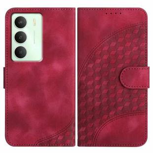 For Realme 14x Global Elephant Head Embossed Phone Leather Case with Lanyard(Rose Red)
