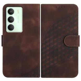 For Realme 14x Global Elephant Head Embossed Phone Leather Case with Lanyard(Coffee)