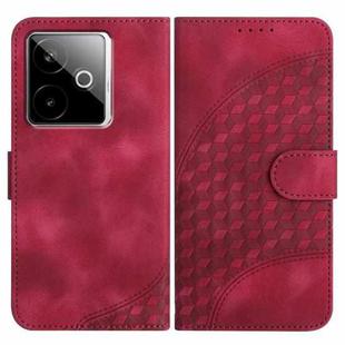 For Realme GT 7 India Elephant Head Embossed Phone Leather Case with Lanyard(Rose Red)