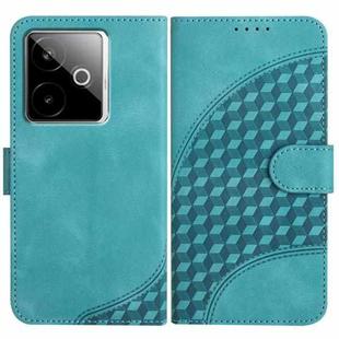 For Realme GT 7 India Elephant Head Embossed Phone Leather Case with Lanyard(Light Blue)
