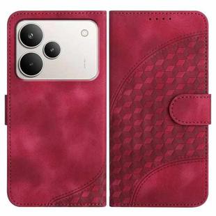 For Realme P4 Pro 5G Elephant Head Embossed Phone Leather Case with Lanyard(Rose Red)