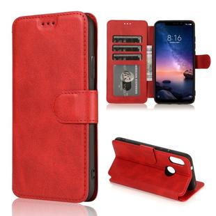 For Xiaomi Redmi 6 Pro Calf Texture Magnetic Buckle Horizontal Flip Leather Case with Holder & Card Slots & Wallet & Photo Frame(Red)