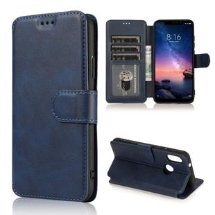 For Xiaomi Redmi 6 Pro Calf Texture Magnetic Buckle Horizontal Flip Leather Case with Holder & Card Slots & Wallet & Photo Frame(Blue)