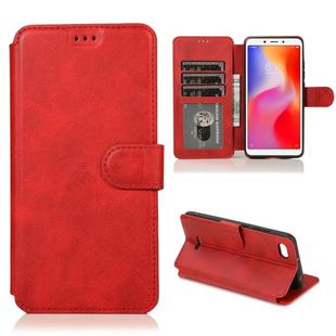 For Xiaomi Redmi 6A Calf Texture Magnetic Buckle Horizontal Flip Leather Case with Holder & Card Slots & Wallet & Photo Frame(Red)