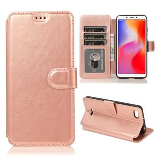 For Xiaomi Redmi 6A Calf Texture Magnetic Buckle Horizontal Flip Leather Case with Holder & Card Slots & Wallet & Photo Frame(Rose Gold)
