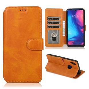 For Xiaomi Redmi Note 7 Calf Texture Magnetic Buckle Horizontal Flip Leather Case with Holder & Card Slots & Wallet & Photo Frame(Khaki)
