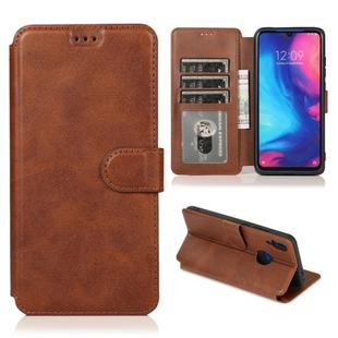 For Xiaomi Redmi Note 7 Calf Texture Magnetic Buckle Horizontal Flip Leather Case with Holder & Card Slots & Wallet & Photo Frame(Coffee)