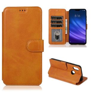 For Xiaomi Mi 8 Calf Texture Magnetic Buckle Horizontal Flip Leather Case with Holder & Card Slots & Wallet & Photo Frame(Khaki)