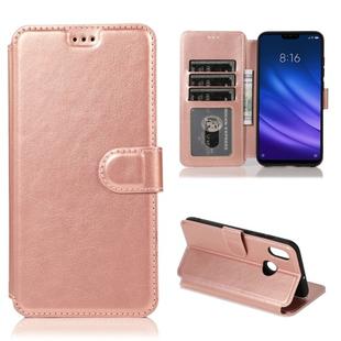 For Xiaomi Mi 8 Calf Texture Magnetic Buckle Horizontal Flip Leather Case with Holder & Card Slots & Wallet & Photo Frame(Rose Gold)